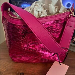 Juicy Couture Pink Sequin Shoulder Bag with Gold Hardware for Women